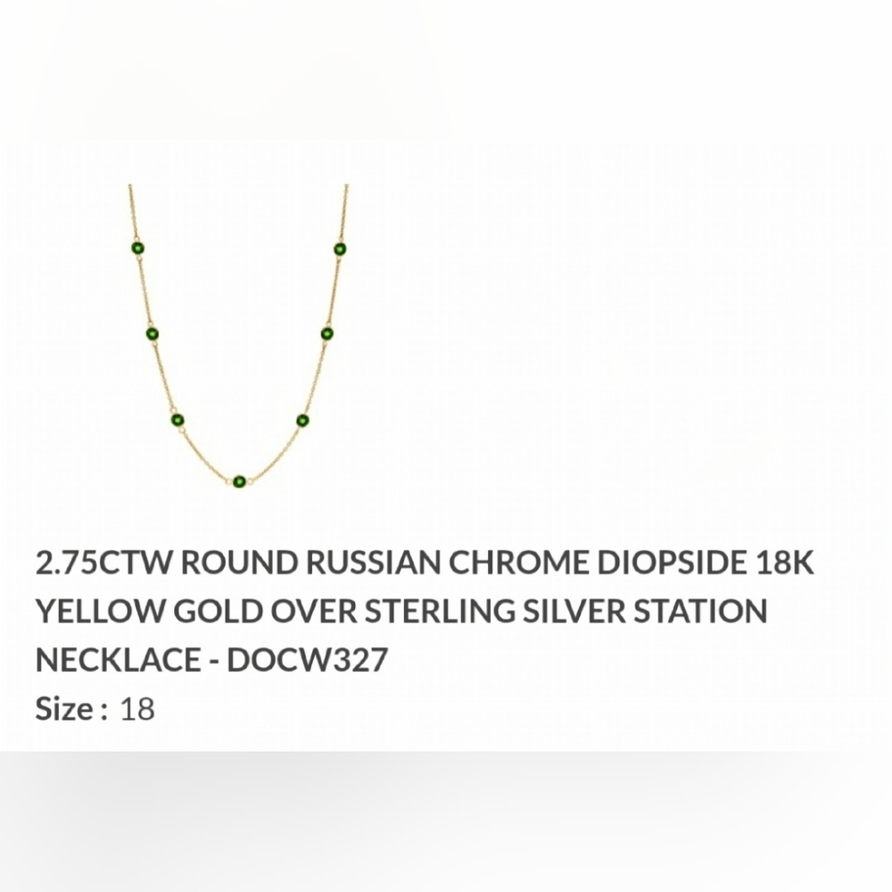 NWOT 2.75CTW ROUND RUSSIAN CHROME DIOPSIDE 18K YELLOW GOLD‎ OVER STERLING SILVER